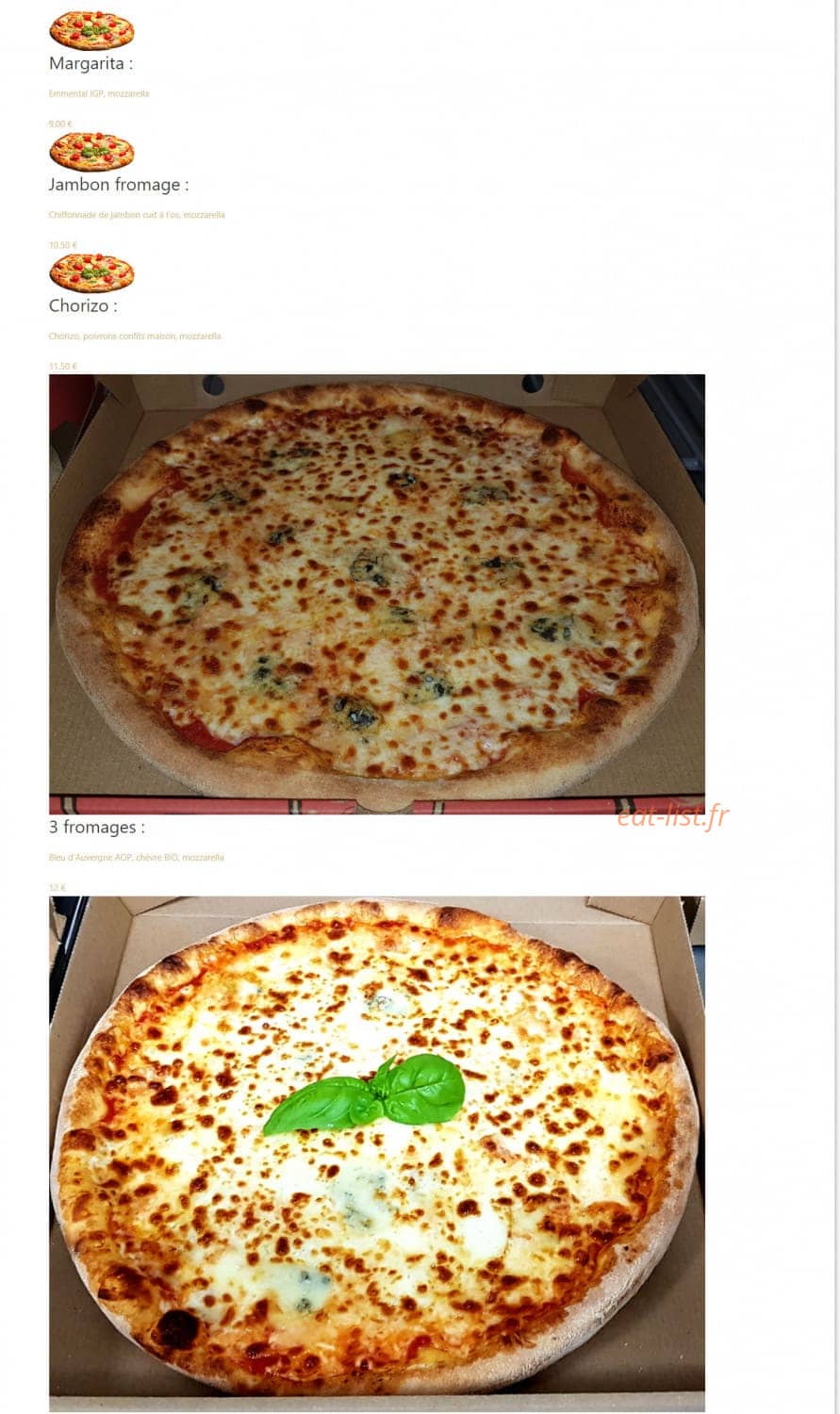 Pizza Terroir — carte page 1