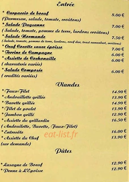 Au Tournedos — carte page 2