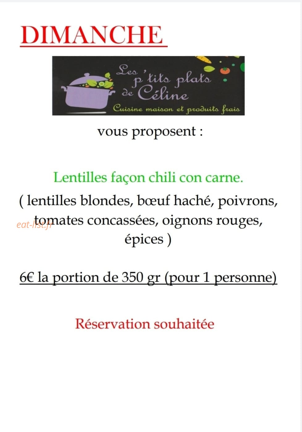 Les P'tits Plats de Céline — carte page 1