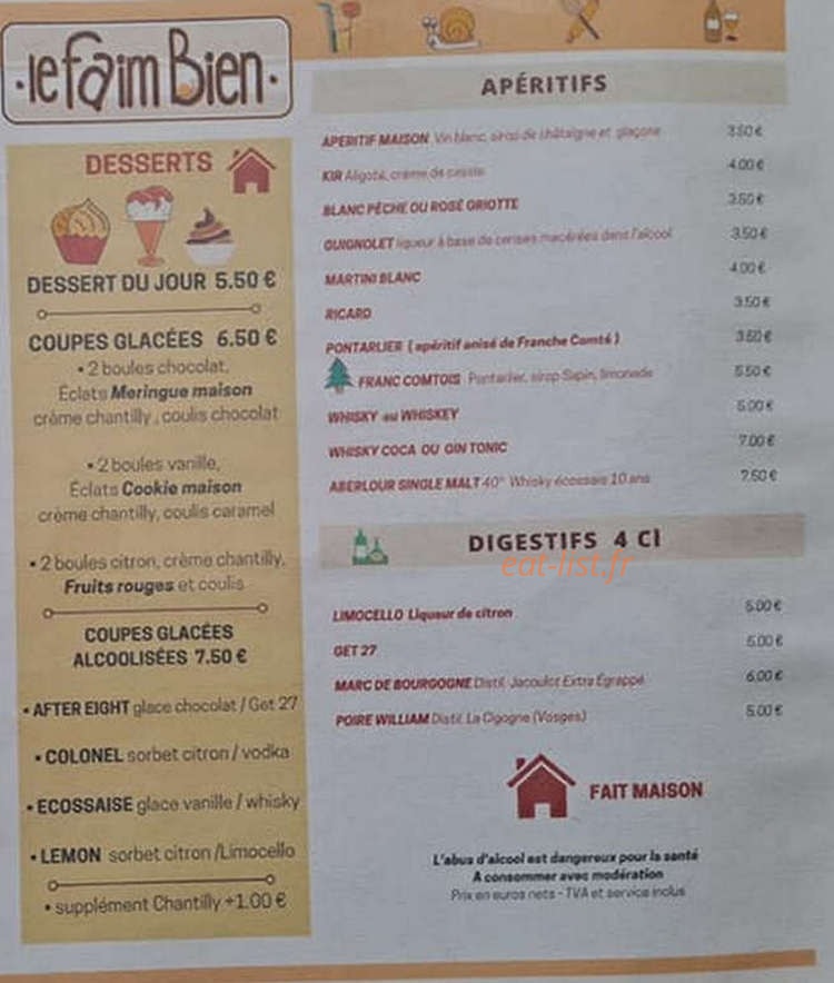 Le Faim Bien — carte page 2