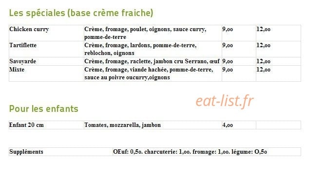 Presto Pizza — carte page 2