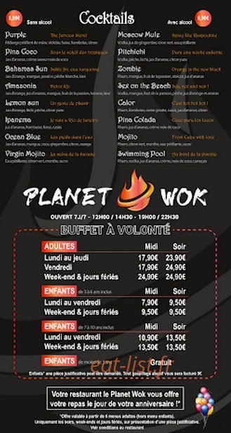 Planet Wok — carte page 1