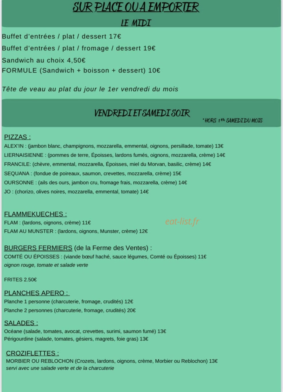 Au Bistro Coco — carte page 2