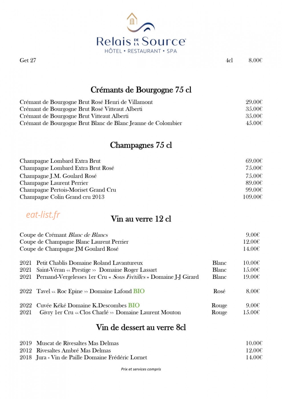 Logis Relais de la Source — carte page 8