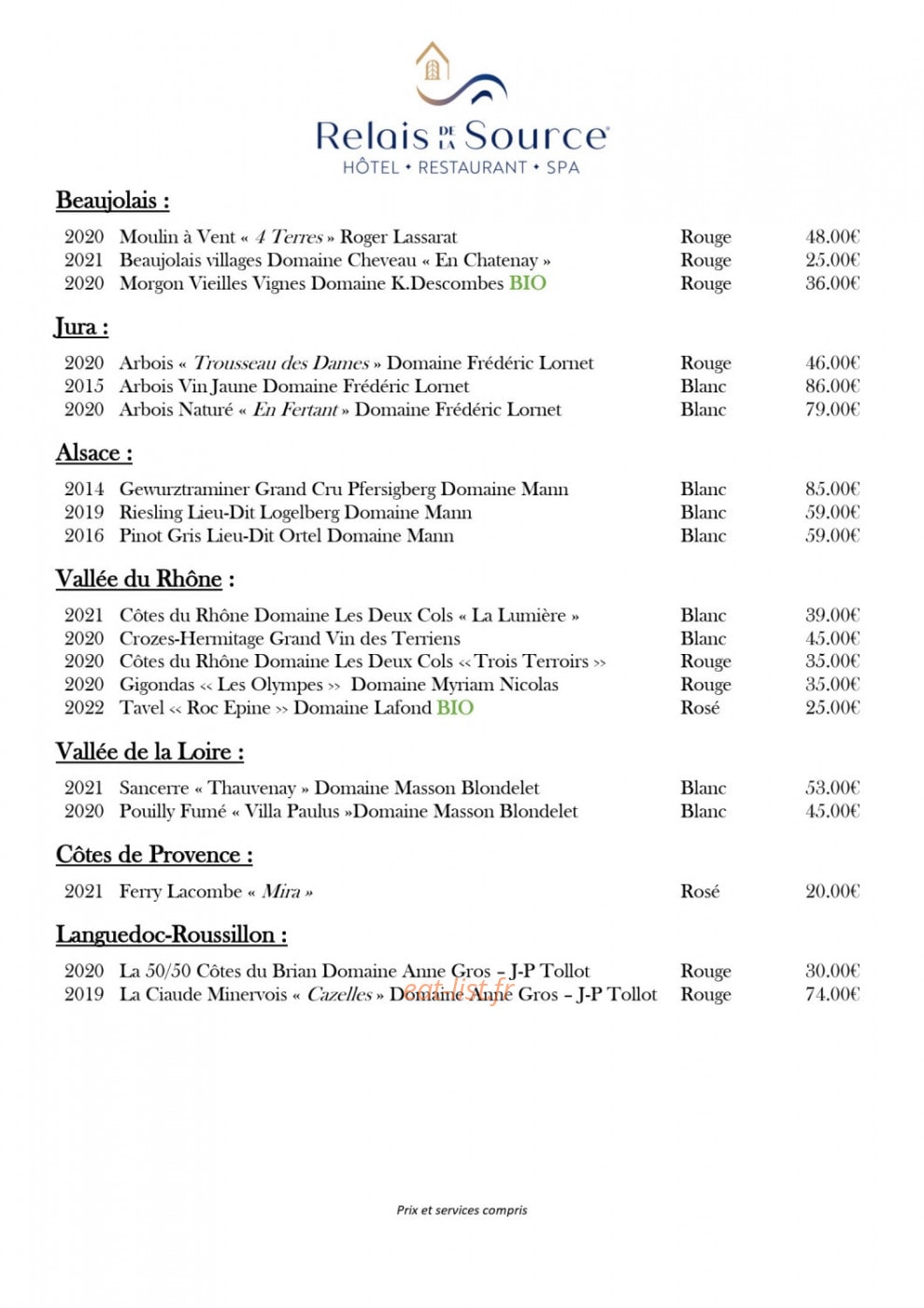Logis Relais de la Source — carte page 12