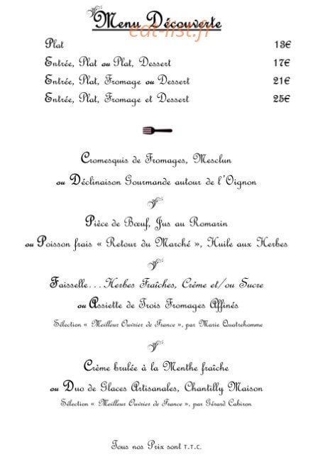 Home Cooking — carte page 4
