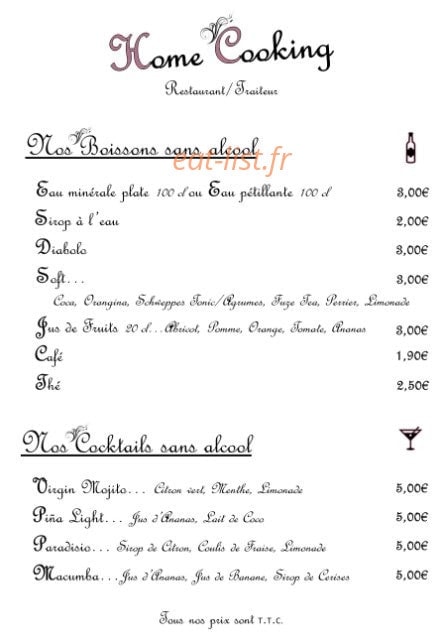 Home Cooking — carte page 3