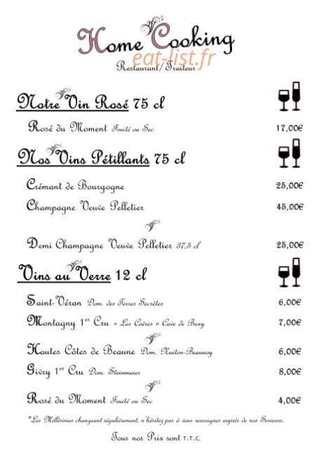 Home Cooking — carte page 9