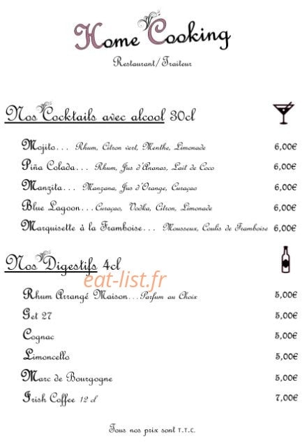 Home Cooking — carte page 2