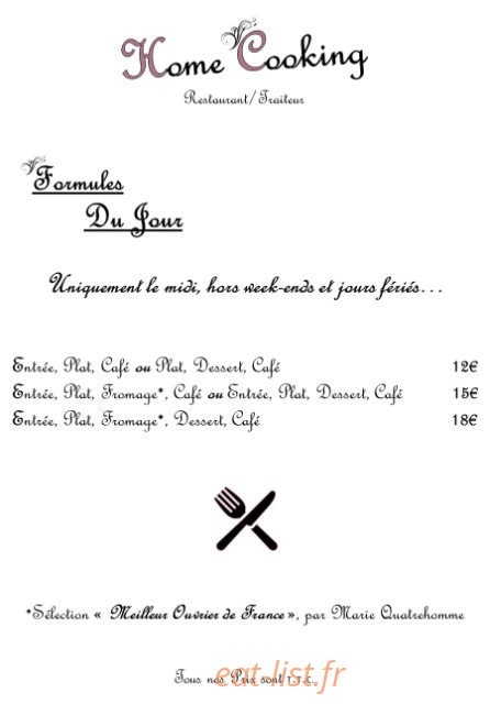 Home Cooking — carte page 7