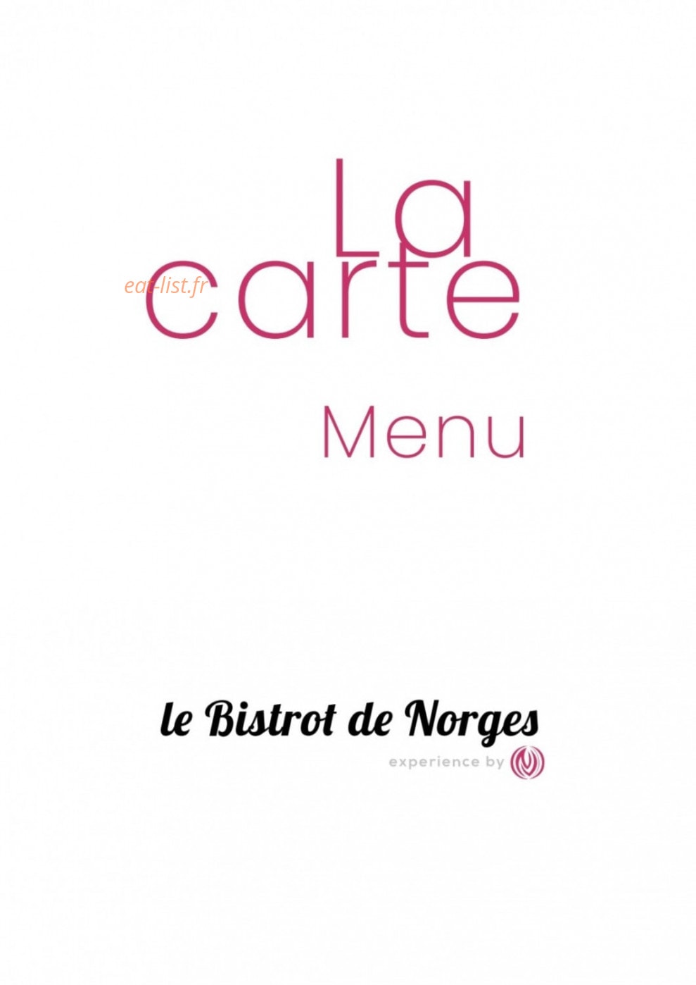Le Bistrot de Norges — carte page 1