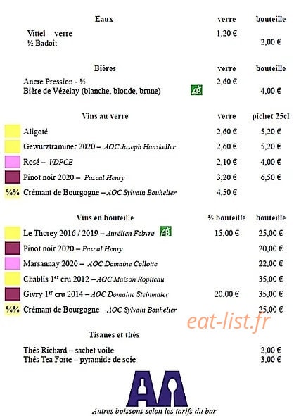 Bistrot Anatole & Arthemiss — carte page 2
