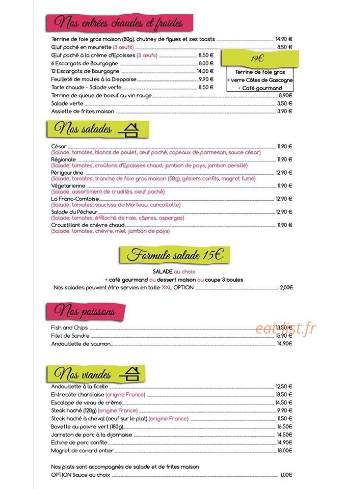 Brasserie Du Marche — carte page 1