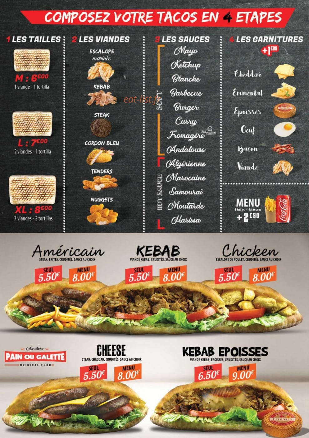 Mister Tacos — carte page 1