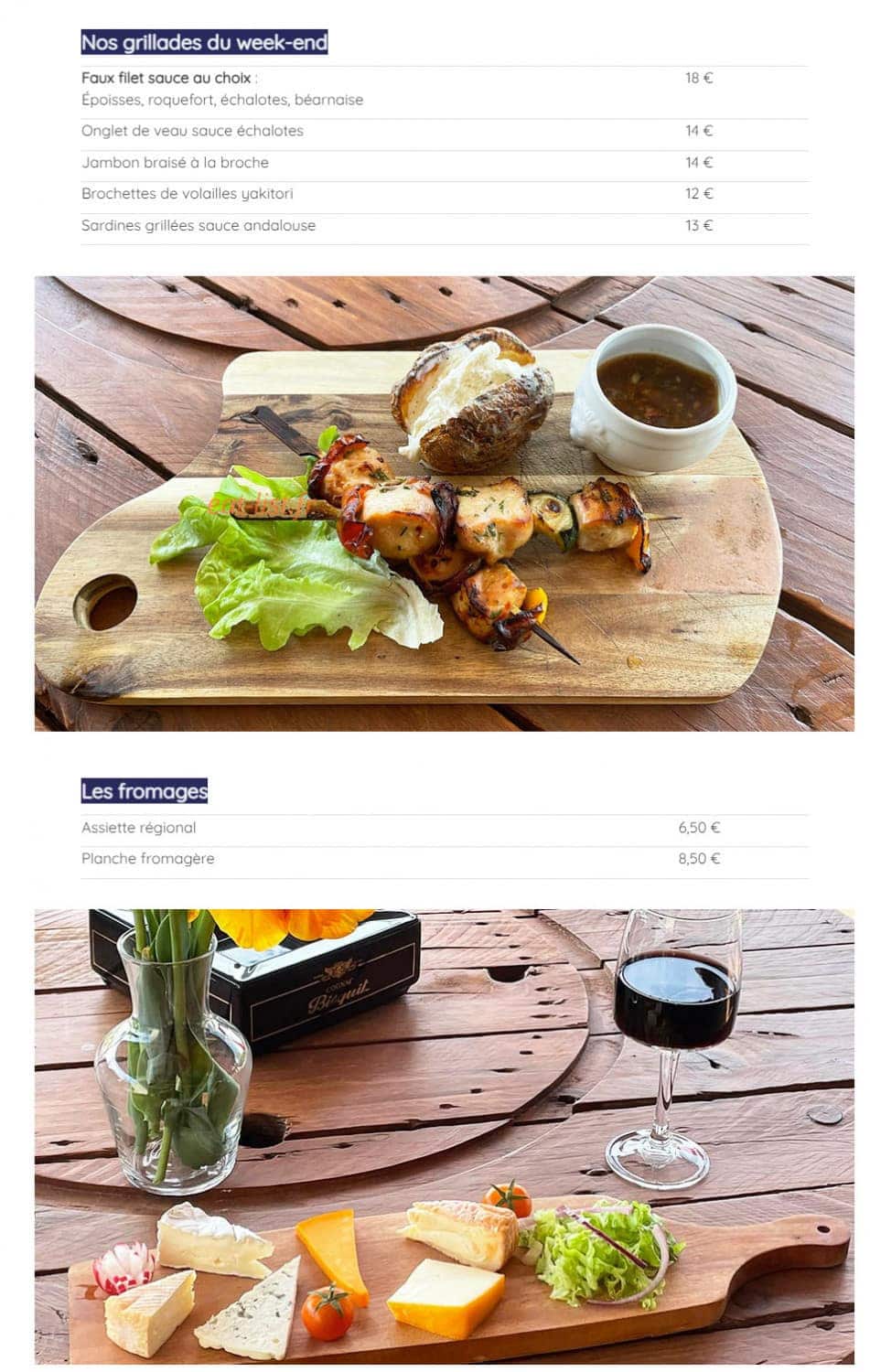 Restaurant de l'Aubespin — carte page 4