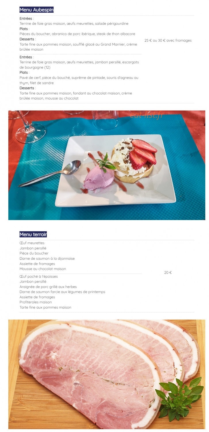 Restaurant de l'Aubespin — carte page 6