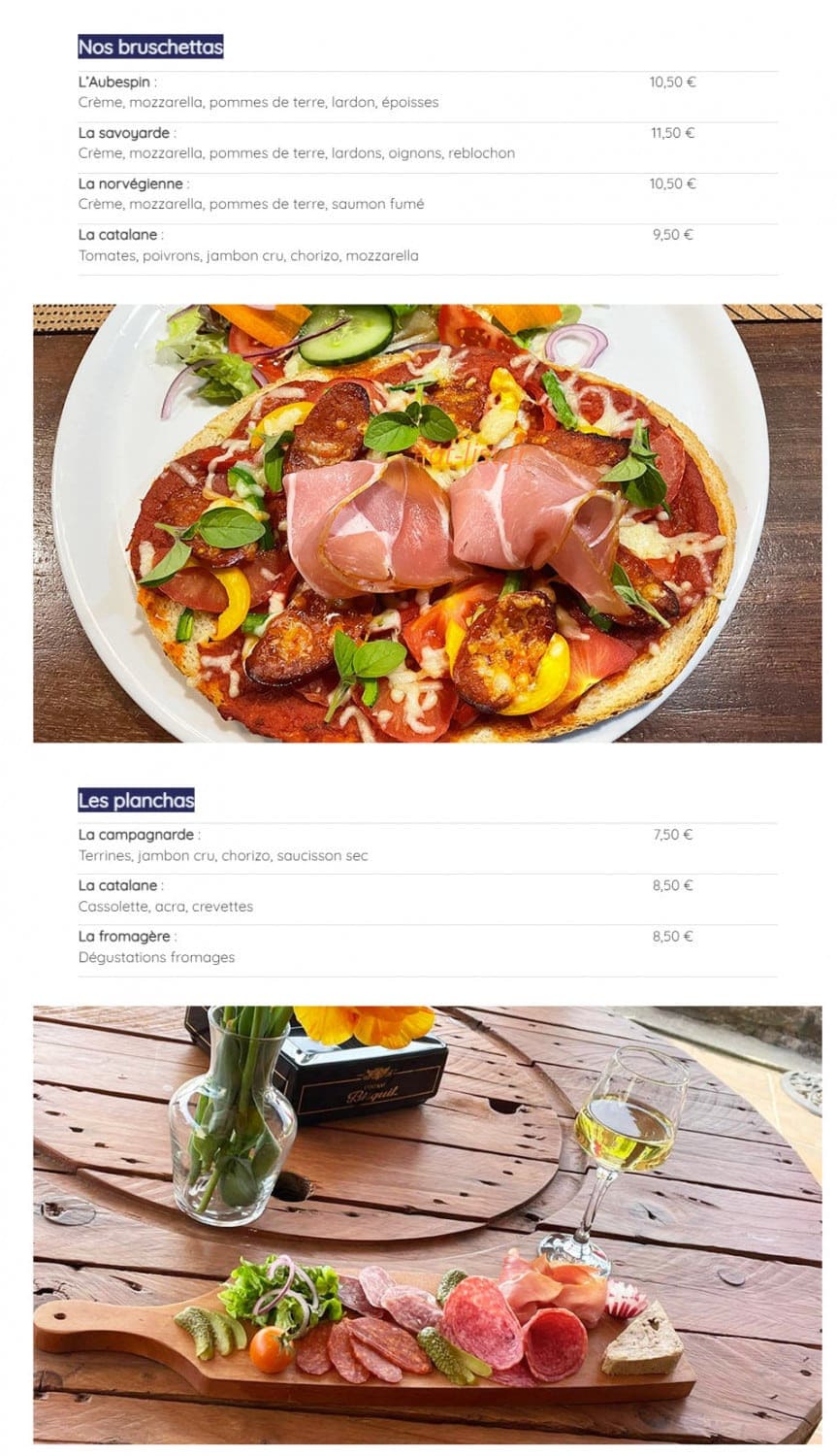 Restaurant de l'Aubespin — carte page 2