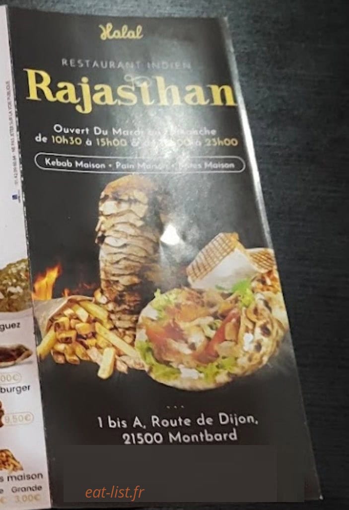 Restaurant Indien Rajastan — carte page 1