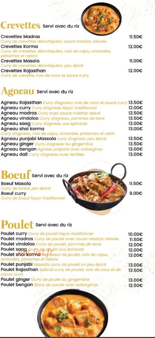 Restaurant Indien Rajastan — carte page 6