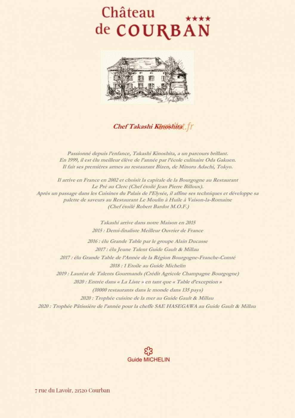 Château de Courban — carte page 1