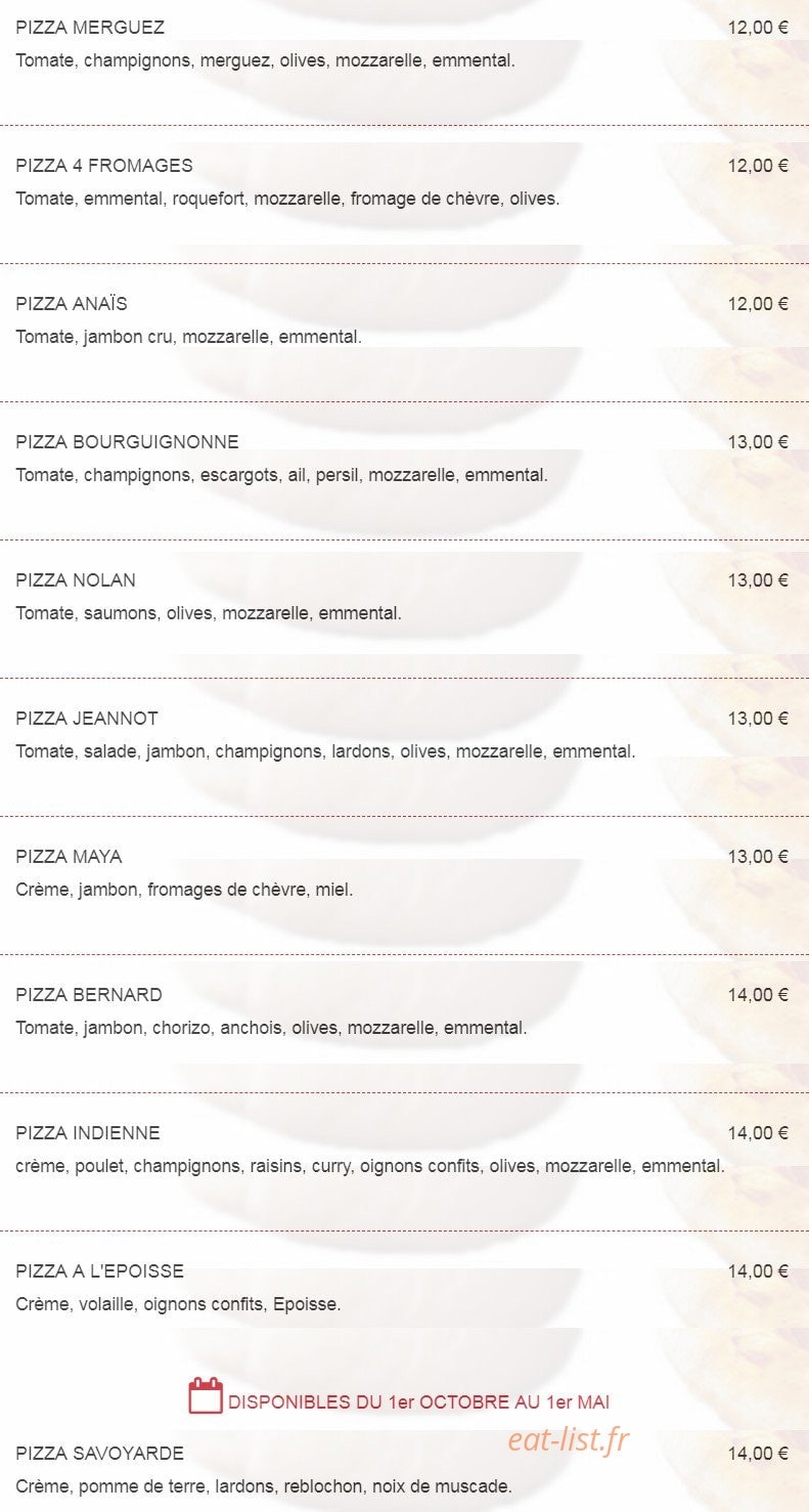 Pizza Bernard — carte page 3