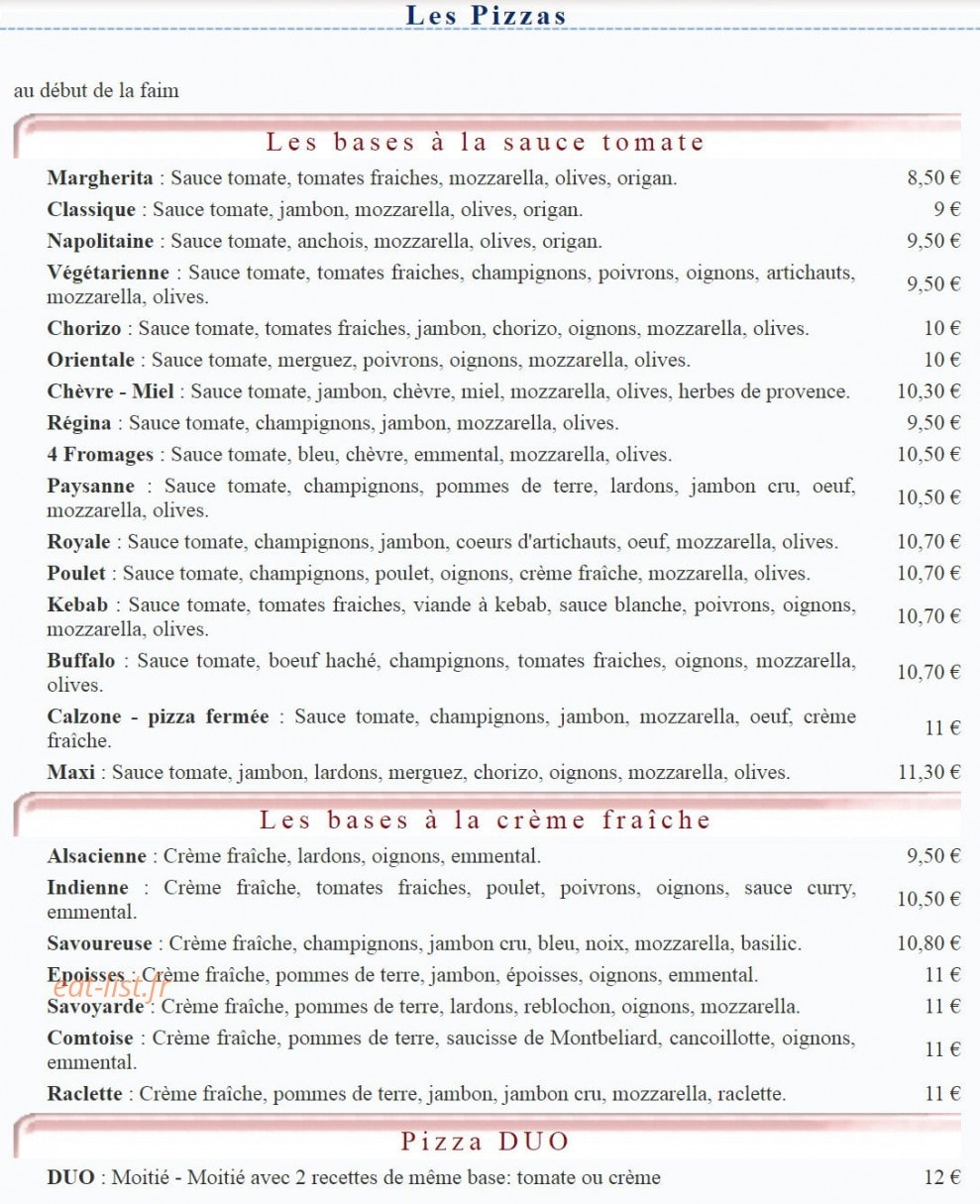 Au Debut de la Faim — carte page 1