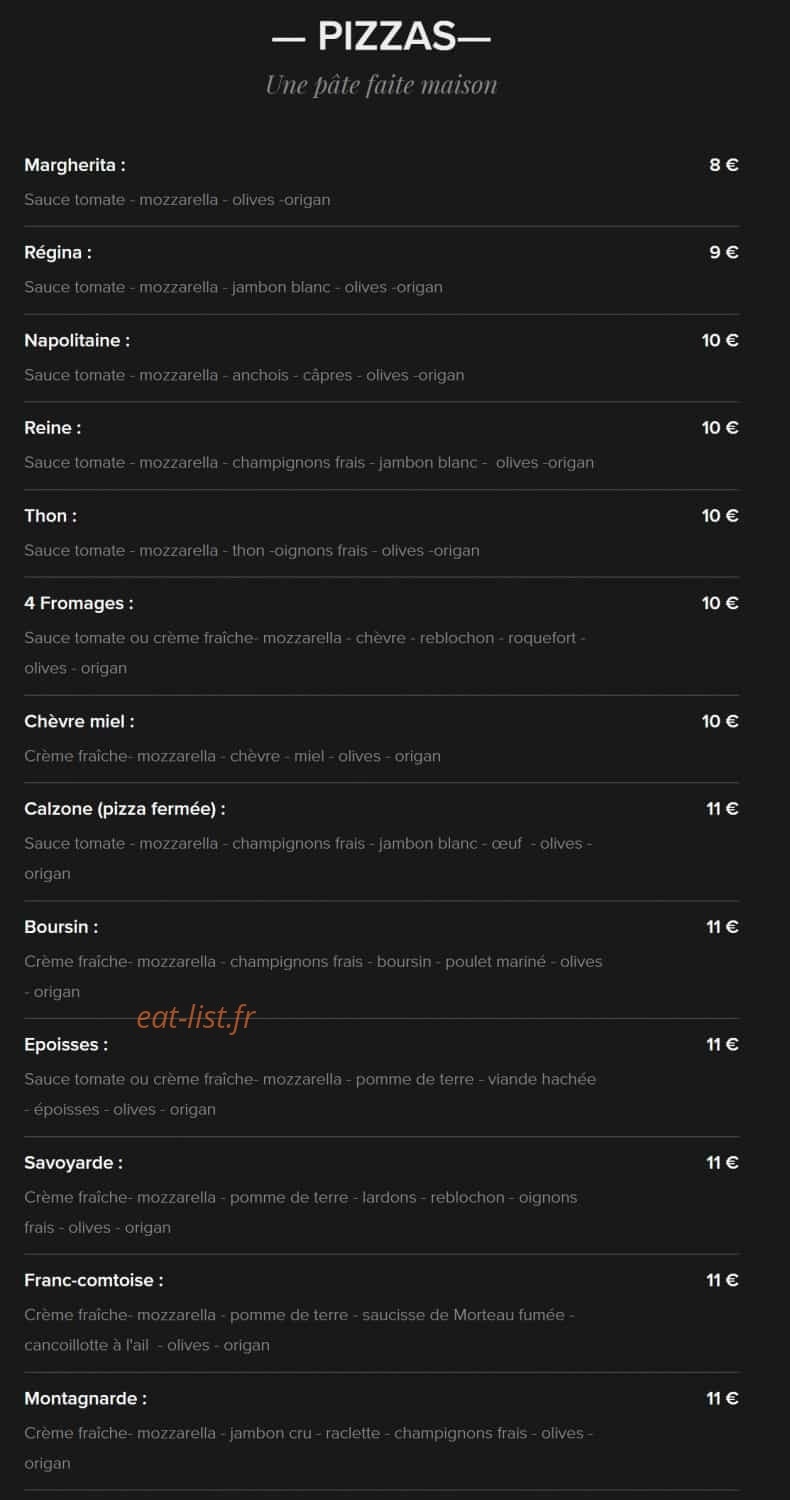 Pizz'Arc — carte page 1