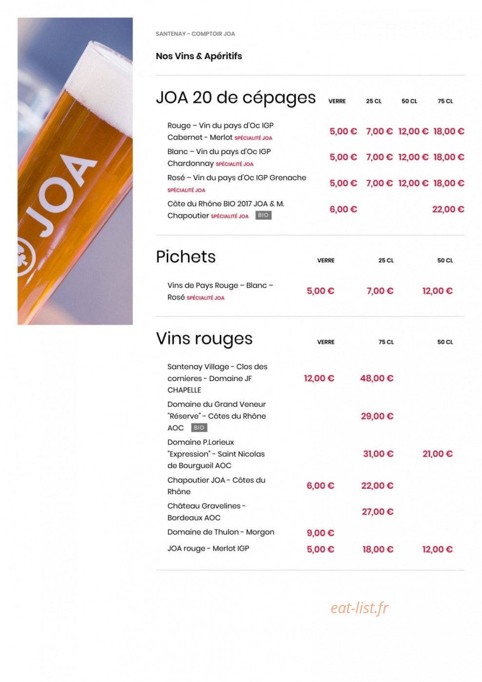 Comptoir JOA — carte page 6
