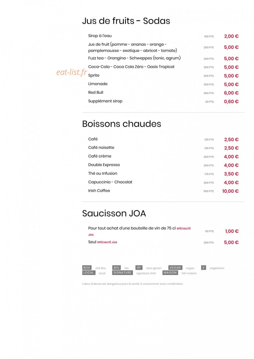 Comptoir JOA — carte page 9