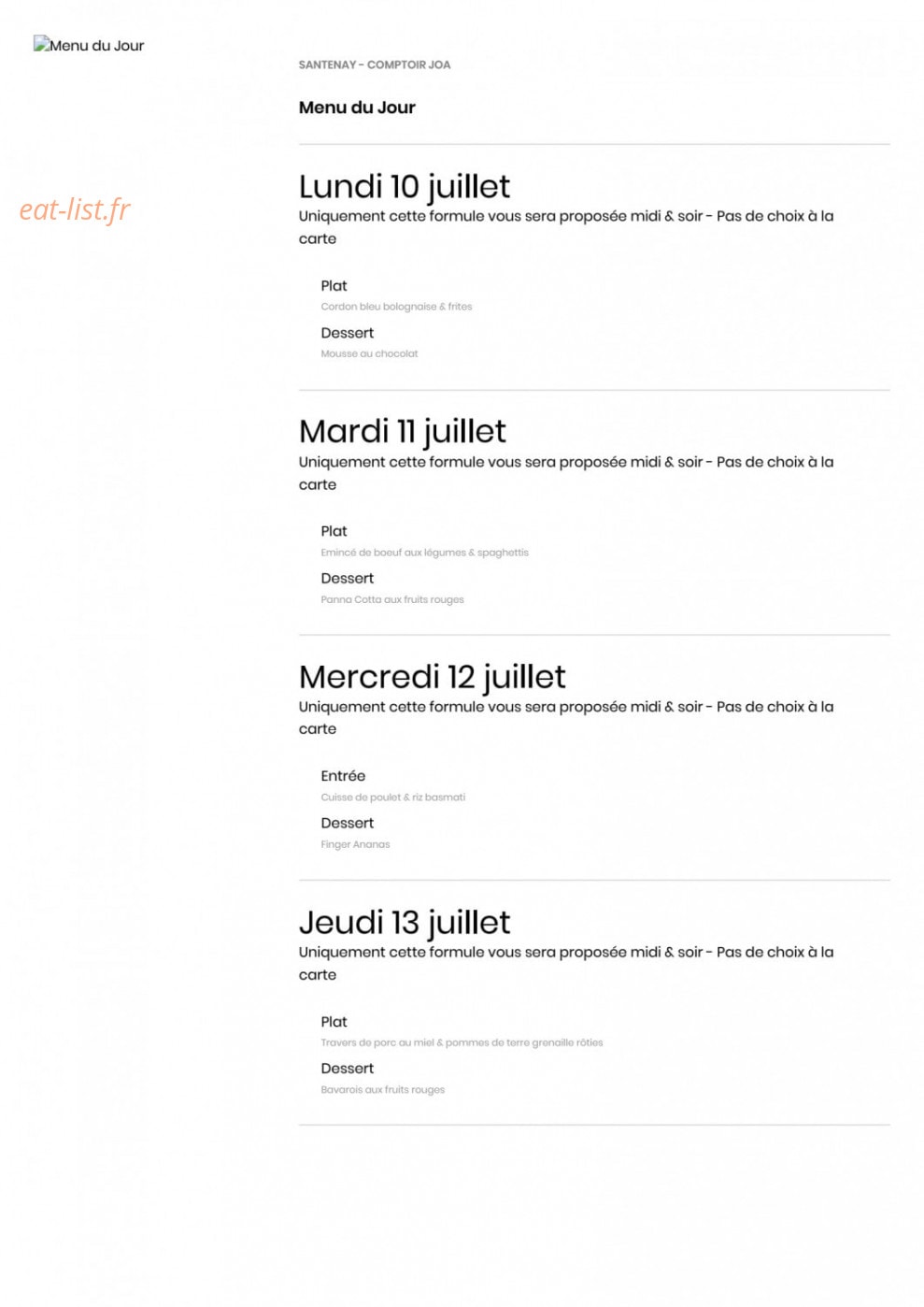 Comptoir JOA — carte page 4