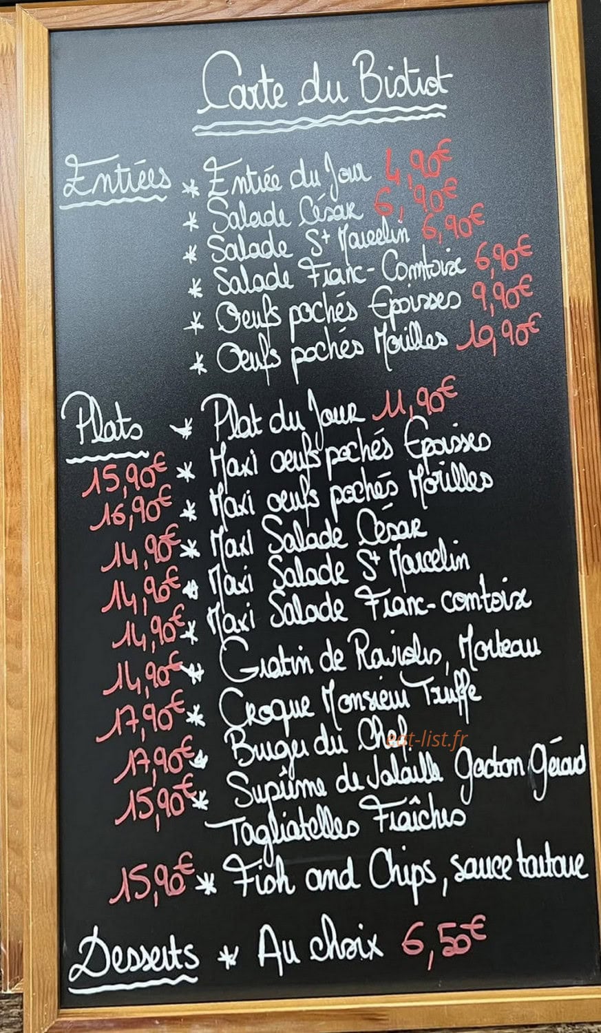 Chez Cocotte & Moustache — carte page 1