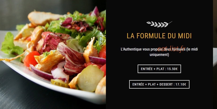L'Authentique Bar Restaurant — carte page 2