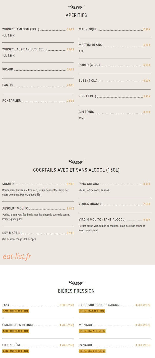 L'Authentique Bar Restaurant — carte page 7