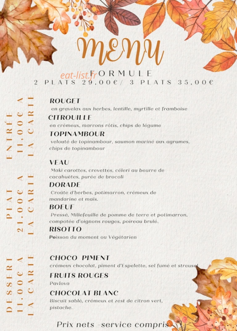Le Cosy — carte page 1