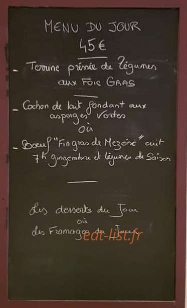 Restaurant Boisrouge — carte page 1