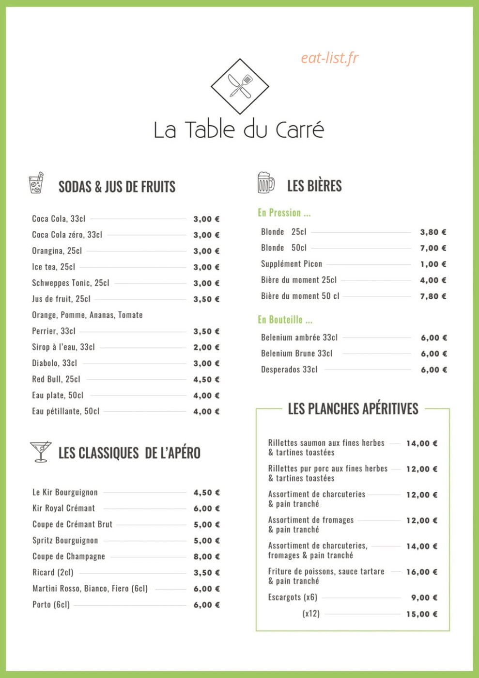La Table du Carré — carte page 3