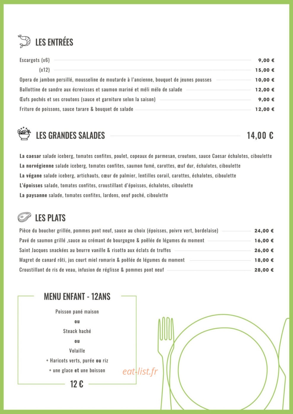 La Table du Carré — carte page 1