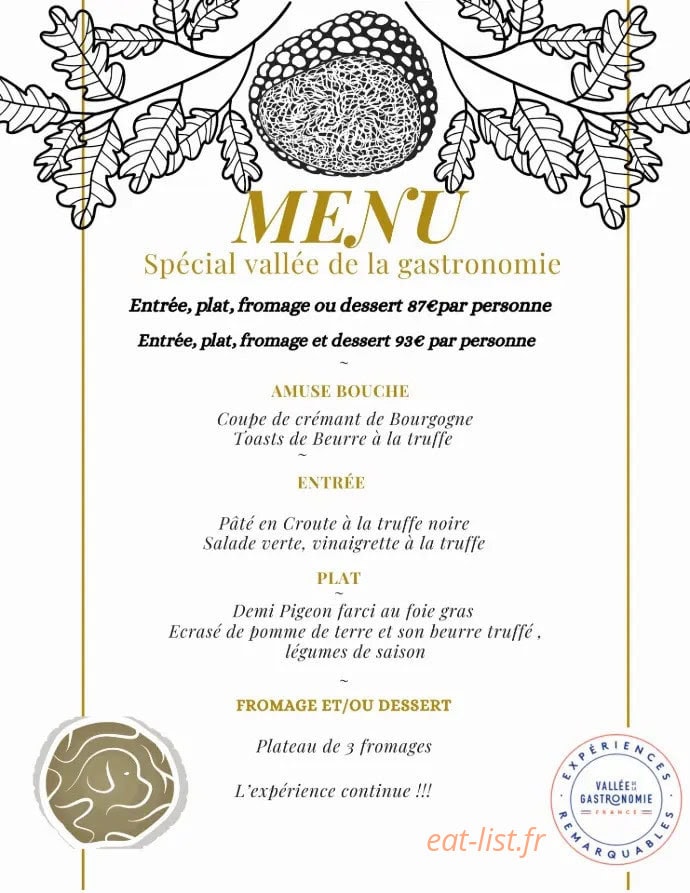 Carte et menu de Maison aux Mille Truffes à Marey les Fussey — Le menu