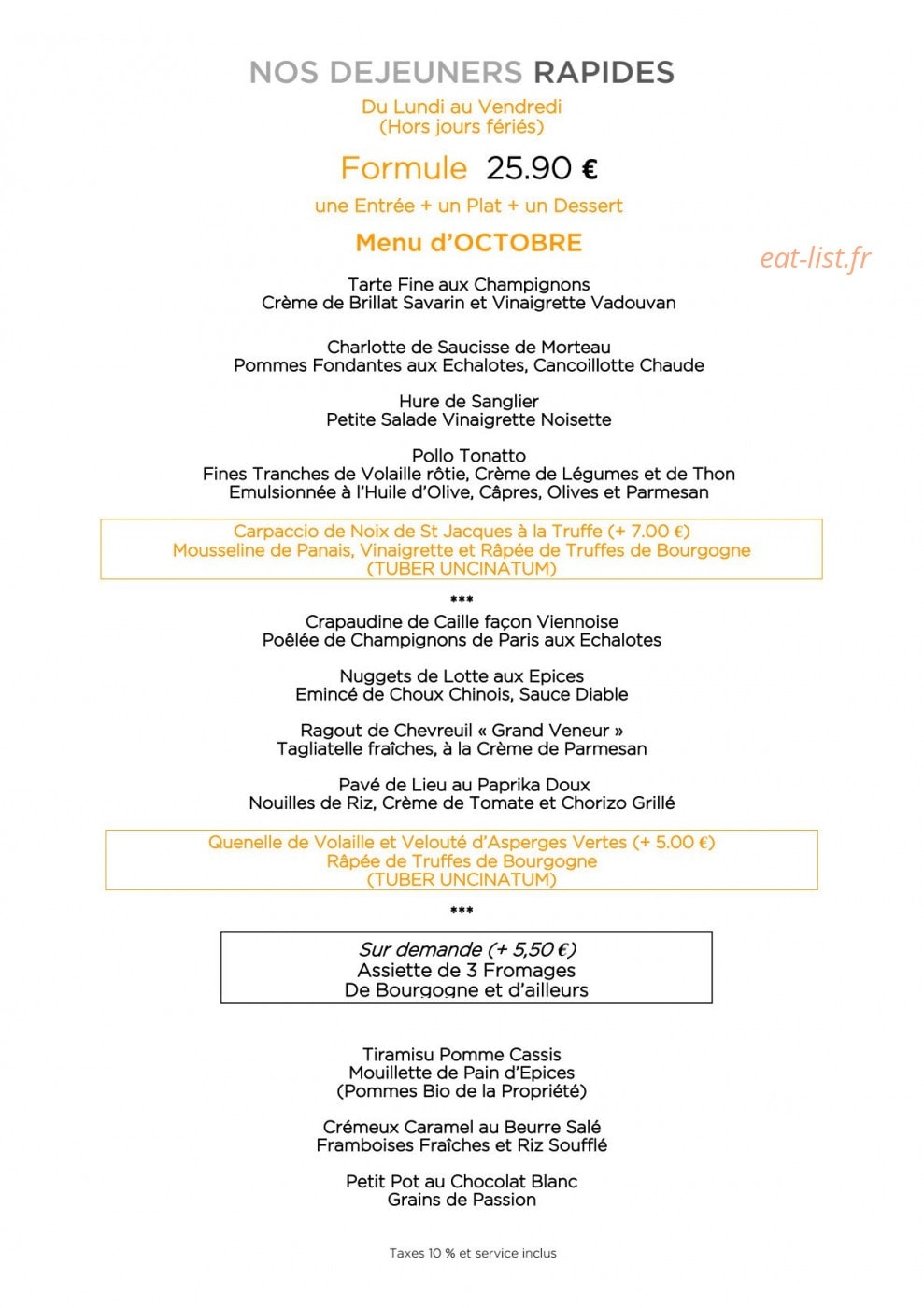 Le Chef Coq — carte page 1