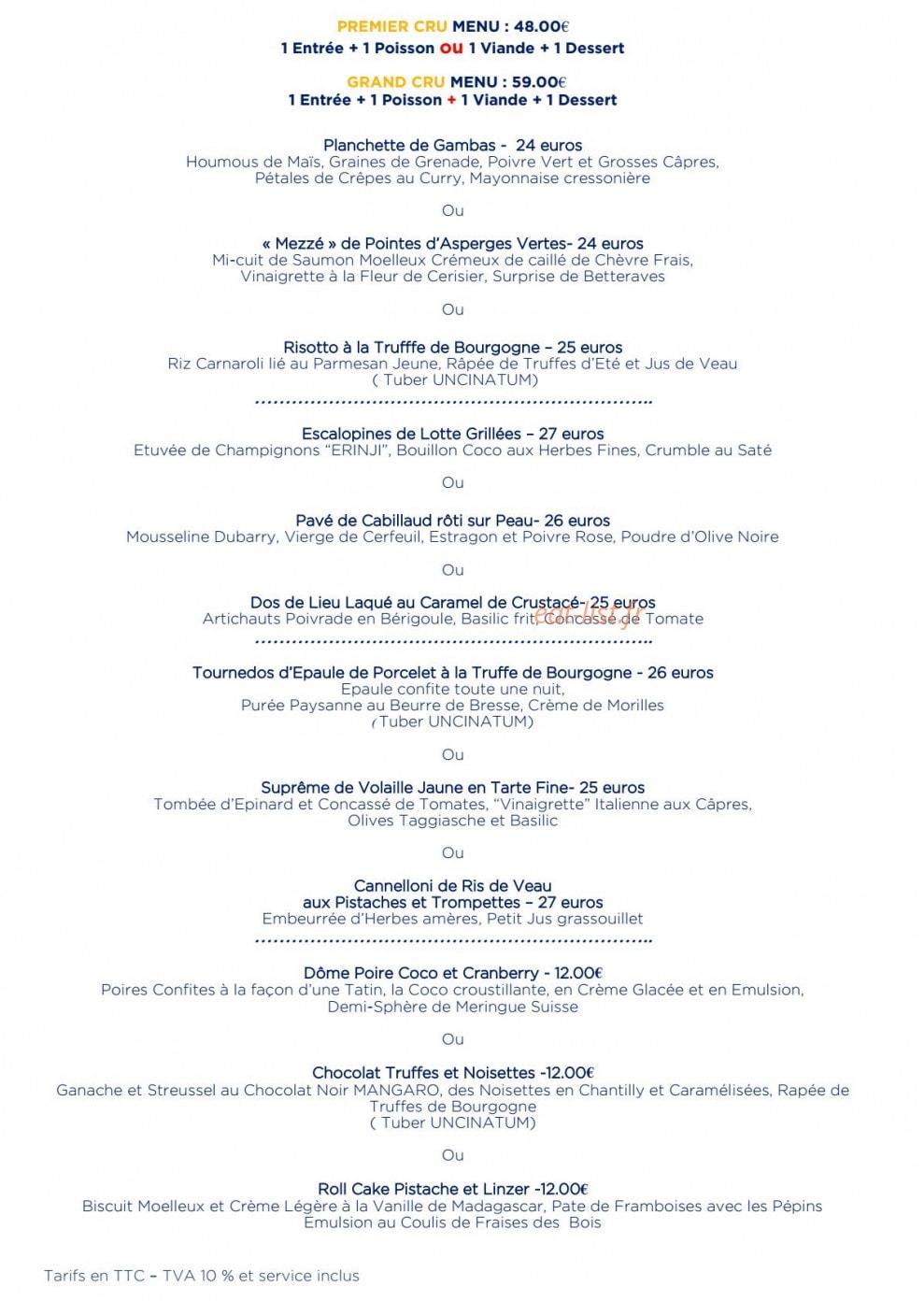 Le Chef Coq — carte page 2