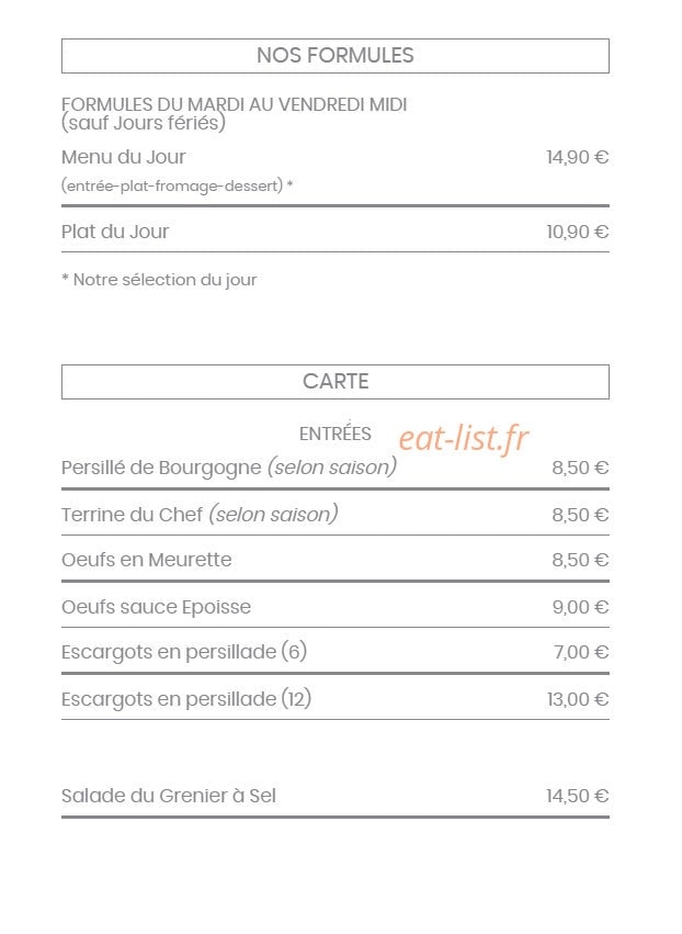Le Grenier à Sel — carte page 1