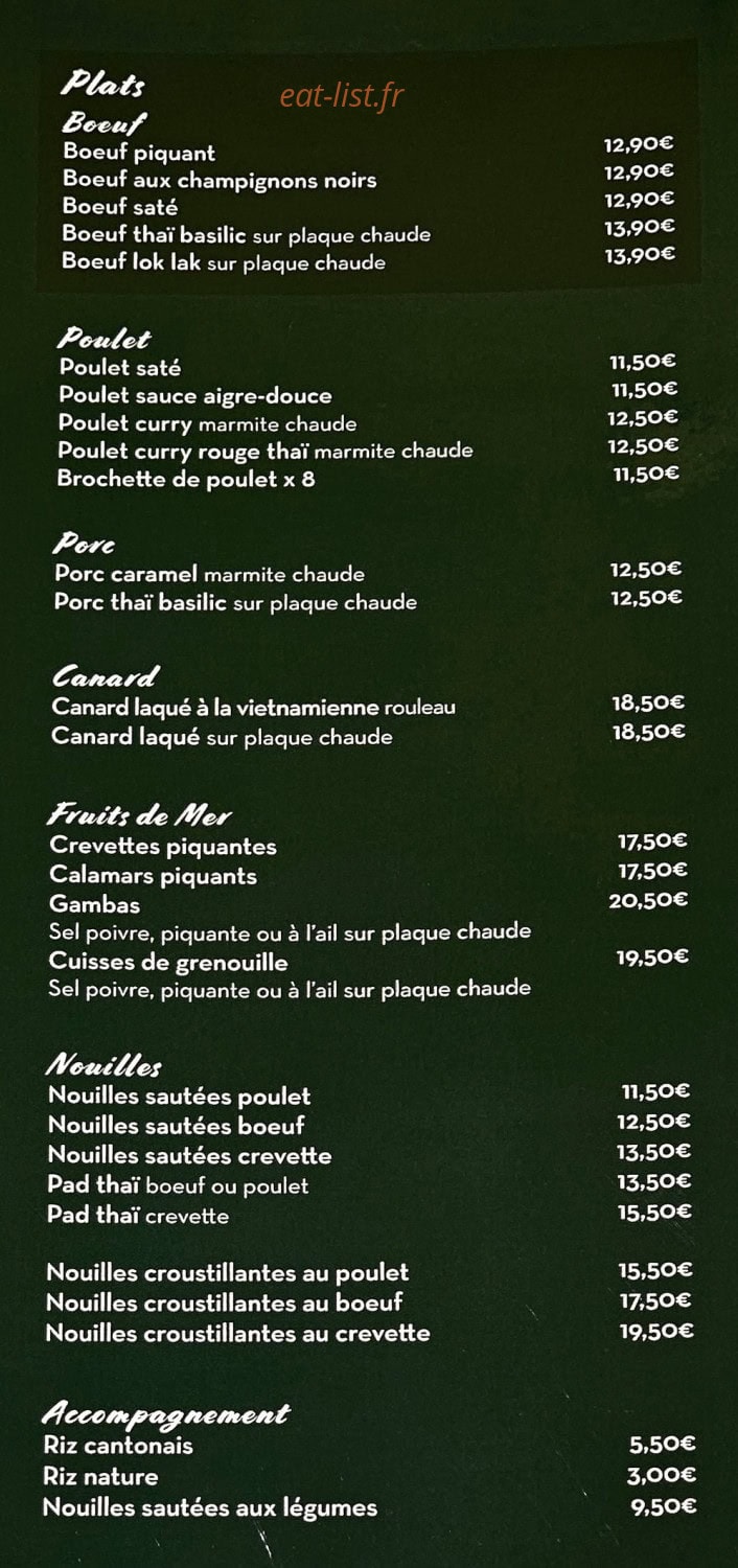 Saveur d'Asie — carte page 2