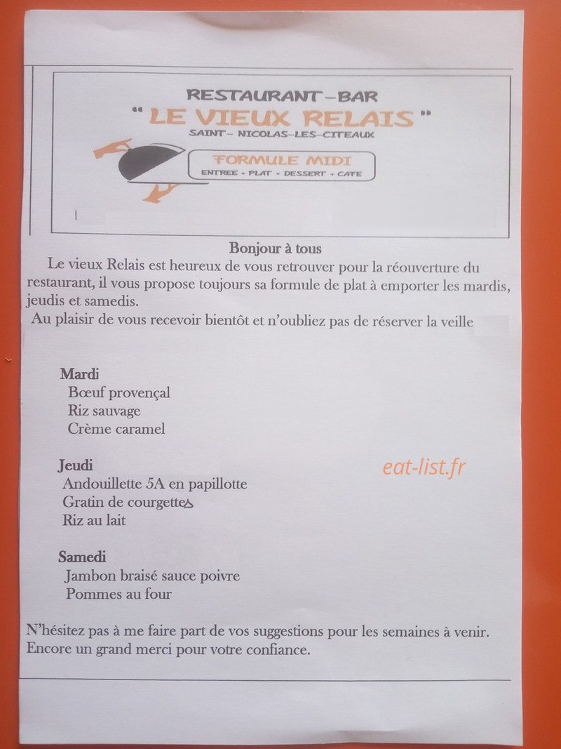Le Vieux Relais — carte page 1