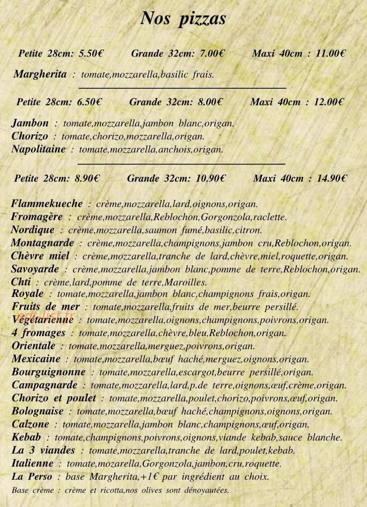 Pizza Saint Sauveur — carte page 1