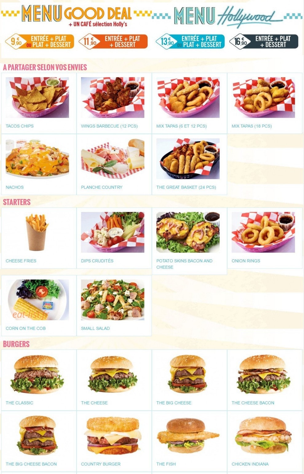 Holly's diner — carte page 1