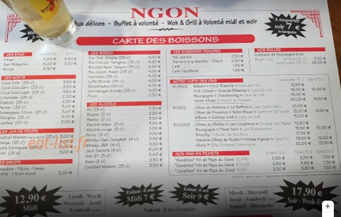 Ngon Aux Délices — carte page 1