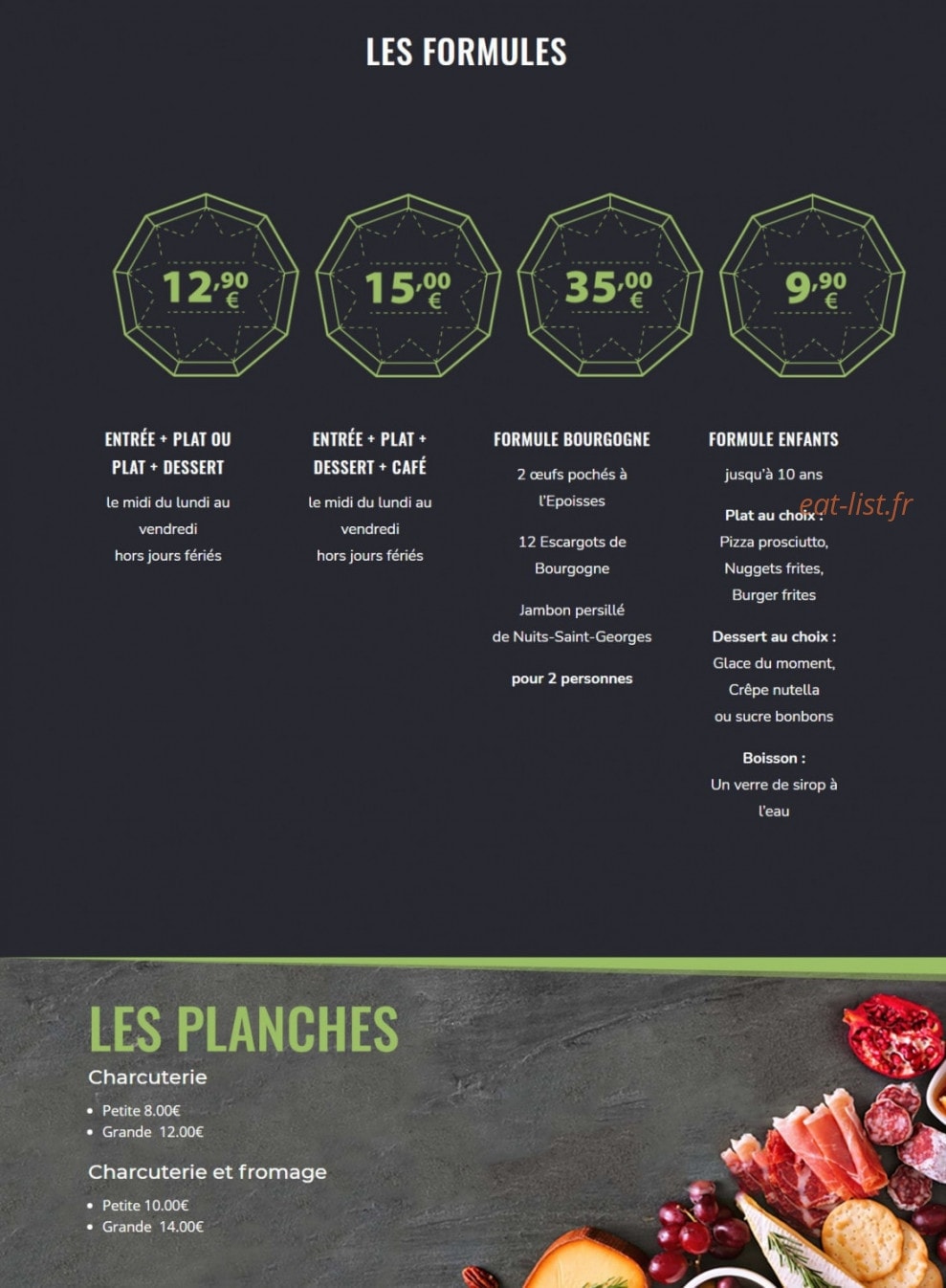 Quetign'eat — carte page 1