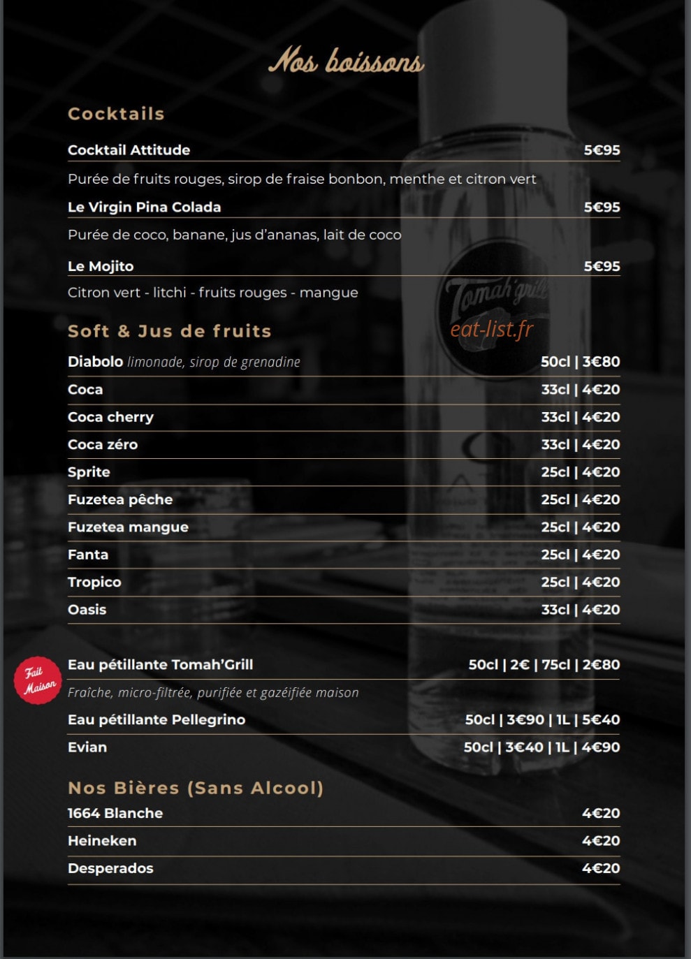 Tomah'Grill — carte page 8