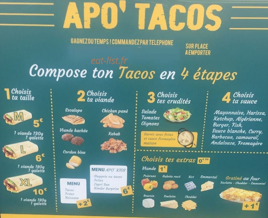 Apo'tacos — carte page 1