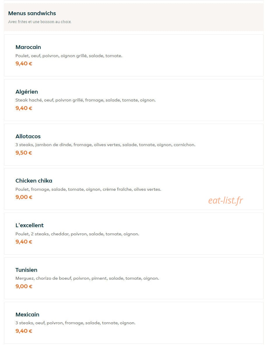 Allo Tacos — carte page 4